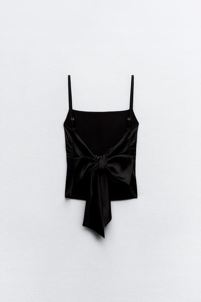 Daisy Satin Top With Back Bow