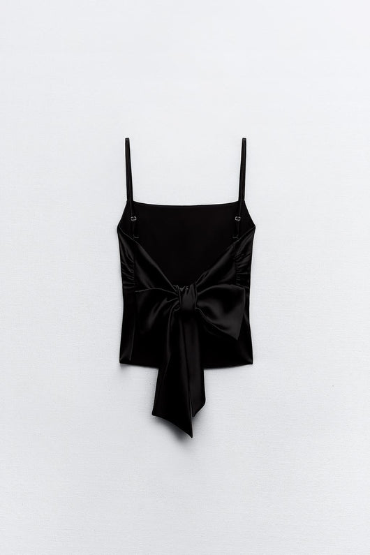 Daisy Satin Top With Back Bow