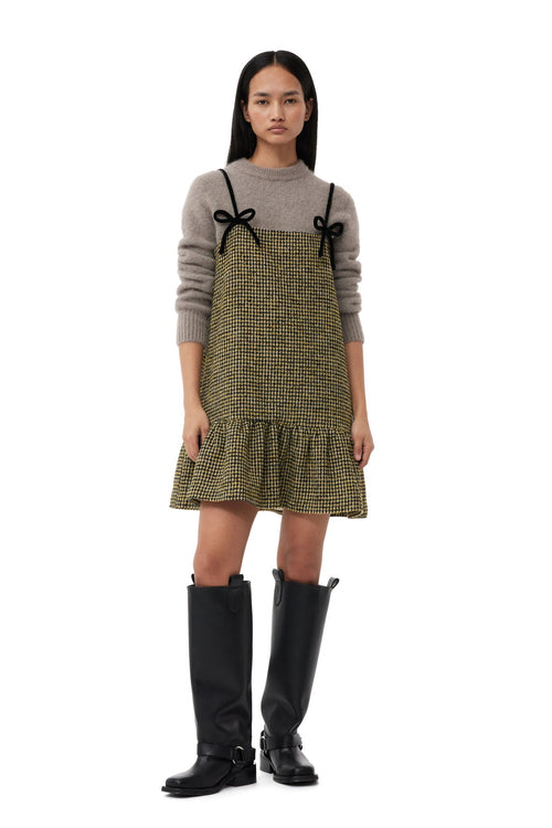 Gani Houndstooth Ribbon Dress