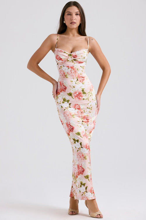 Josefina Pink Satin Maxi Dress