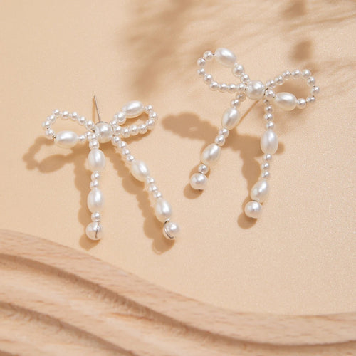 Elizabeth Pearl Bow Earrings
