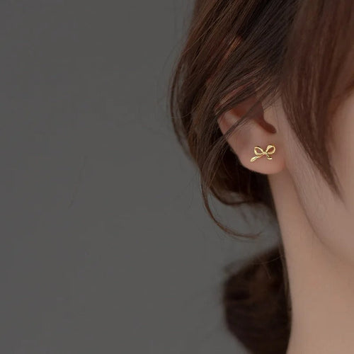 Nani Mini Bow Earrings - Gold