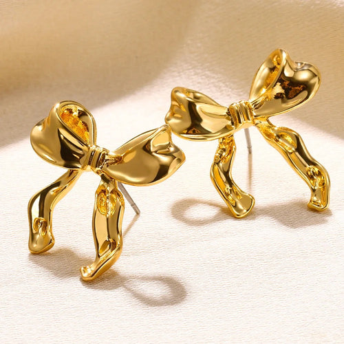 Mara Medium Statement Bow Earrings - Gold
