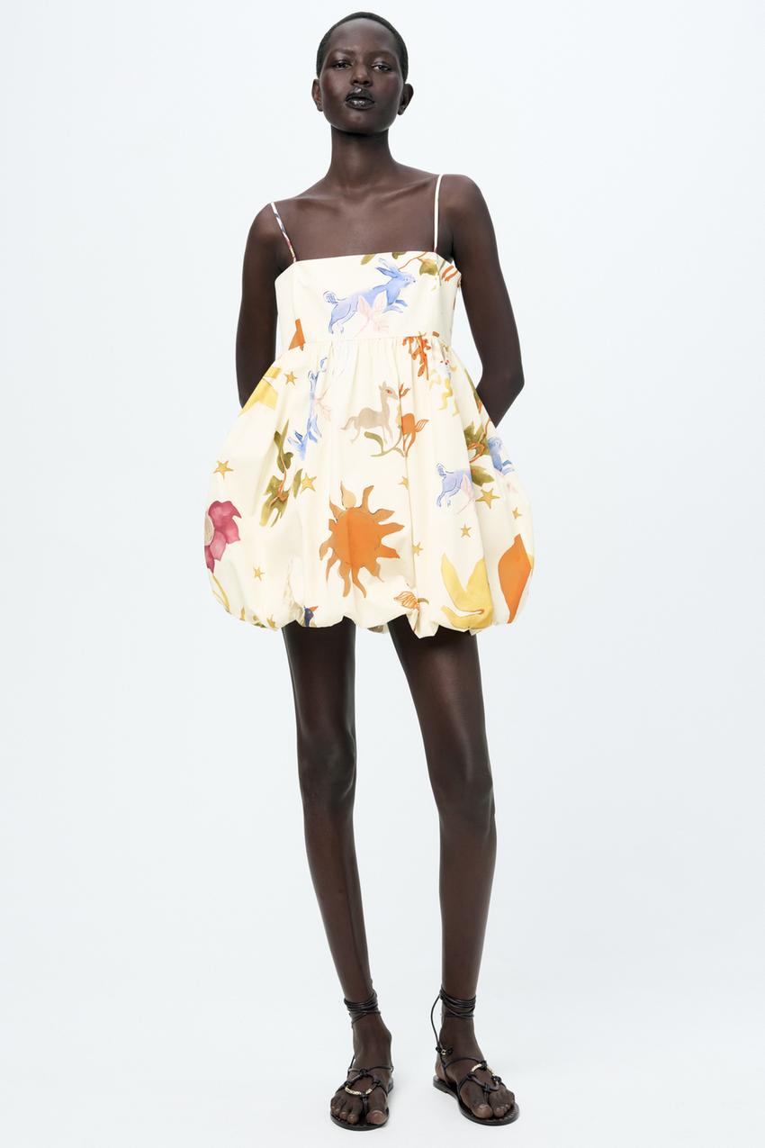 Zarah Printed Voluminous Balloon Dress