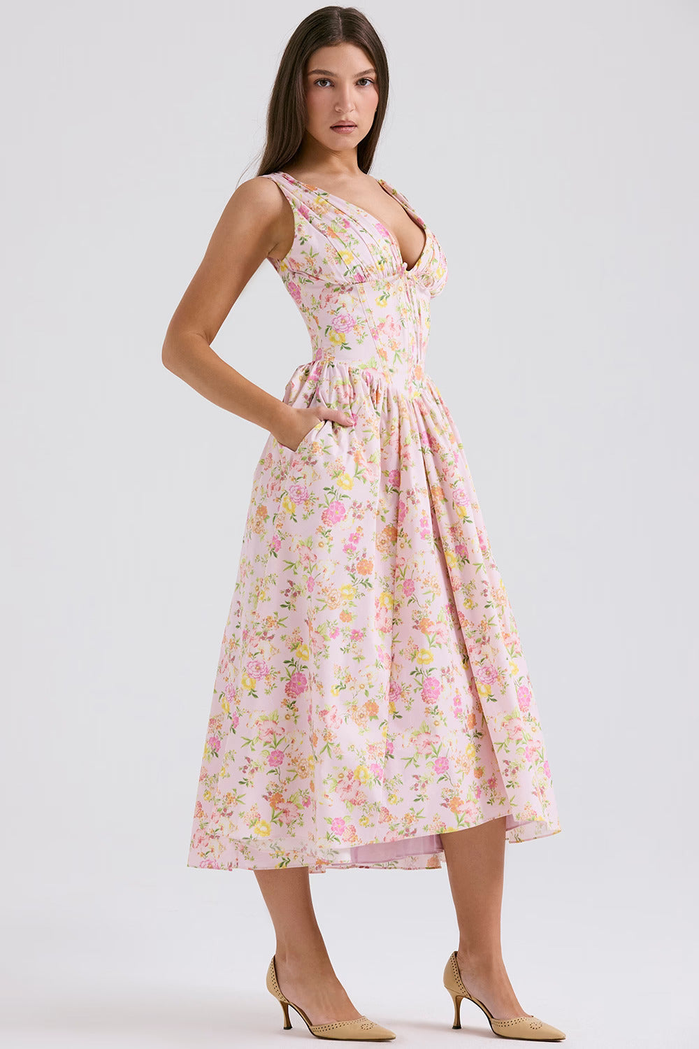 Emmelina Pink Meadow Corset Sundress