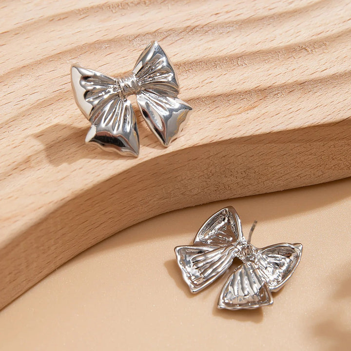 Nessa Bow Earrings - Silver