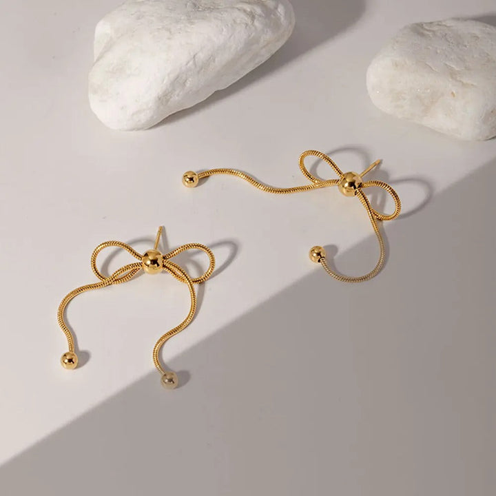 Diana Tassel Bow Earrings - Gold